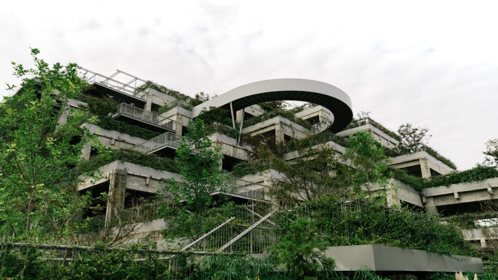 a building that has a bunch of plants growing on it
